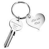Schlüssel zu meinem Herzen mit Herz-Anhänger 'Ich liebe Dich' - graviert - Silber - romantische Geschenke...