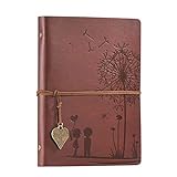 A5 Notizbuch Nachfüllbar Braun, Vintage PU Leder Notebooks Reise journal Gelbe Leere Papier Tagebuch für...