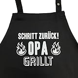 Schritt zurück! Opa grillt - Grillschürze für Männer lustig, Kochschürze - Geschenk Geschenkidee Opa...