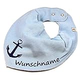 Elefantasie Halstuch Anker mit Namen oder Text personalisiert hellblau für Baby oder Kind